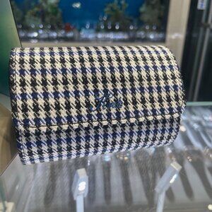 KRUK Blue Pepita with Black Suede Interior Double Watch Travel/Storage Case